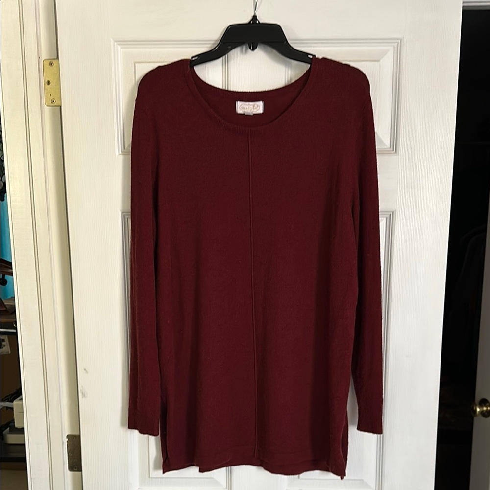 Mudpie Deep Red Knit Top size medium
